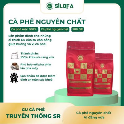 Gu Truyền Thống SR - Cà phê nguyên chất, vị đắng vừa - Cà phê hạt - Gói 500gr