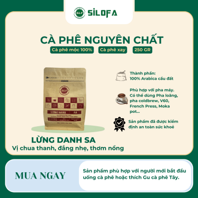 Gu Lừng Danh SA - Cà phê nguyên chất, vị chua thanh, đắng nhẹ, thơm nồng - Cà phê xay - Gói 250gr
