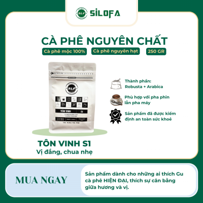 Gu Tôn Vinh S1 - Cà phê nguyên chất, vị đắng chua nhẹ - Cà phê hạt - Gói 250gr