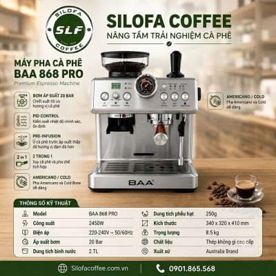 Máy Pha Cà Phê BAA 868 PRO - Giải Pháp Pha Cà Phê Chuyên Nghiệp "All-In-One"